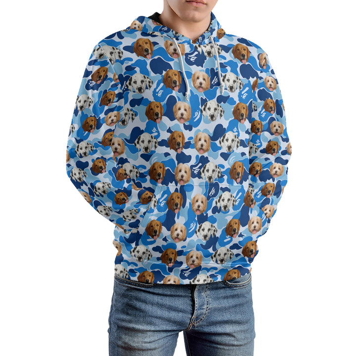 Custom Dog Face Camo Hoodies – Personalized Cute Pet Lover Streetwear in Multiple Colors