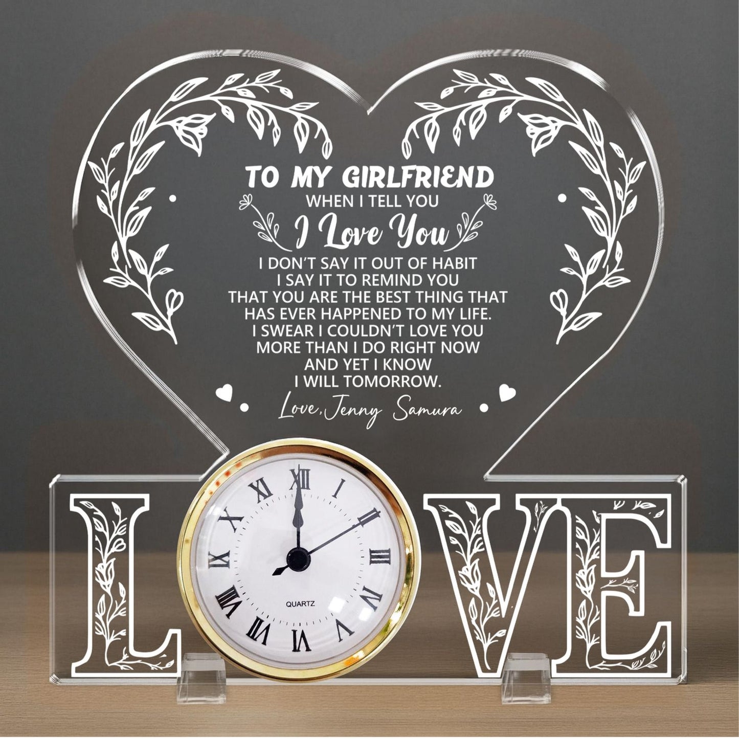 Meaningful Love Message Anniversary Gift - Personalized Acrylic Desk Clock