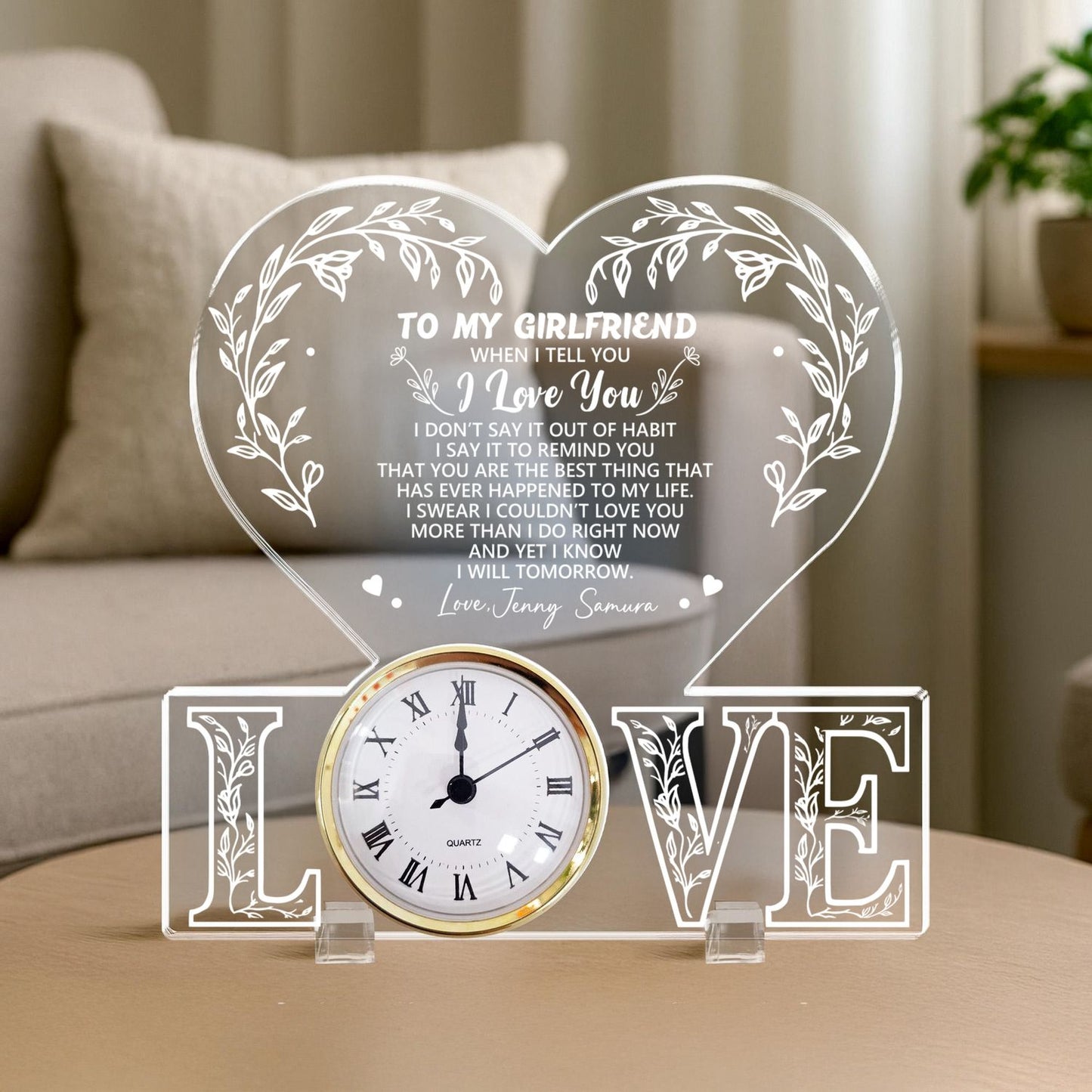 Meaningful Love Message Anniversary Gift - Personalized Acrylic Desk Clock