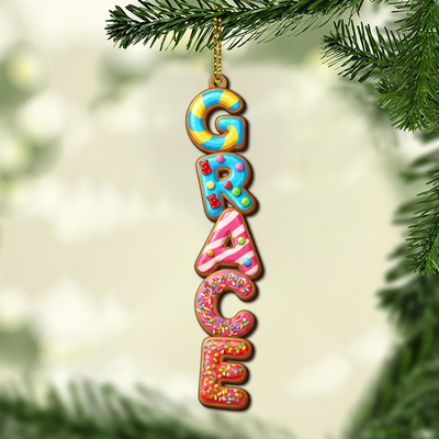 Custom Gingerbread Cookie Alphabet Ornament Christmas Gift - Personalized Name Hanging Decoration for Kids Family Tree Holiday Decor