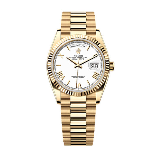 A- Rolex Day-Date 40 Oyster, 40 mm, yellow gold