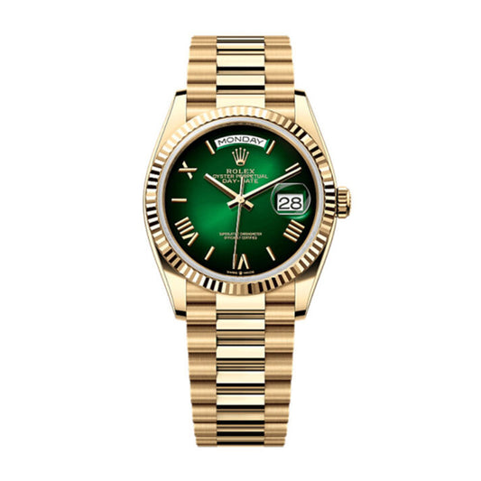 A- Rolex Day-Date 40 Oyster, 40 mm, yellow gold
