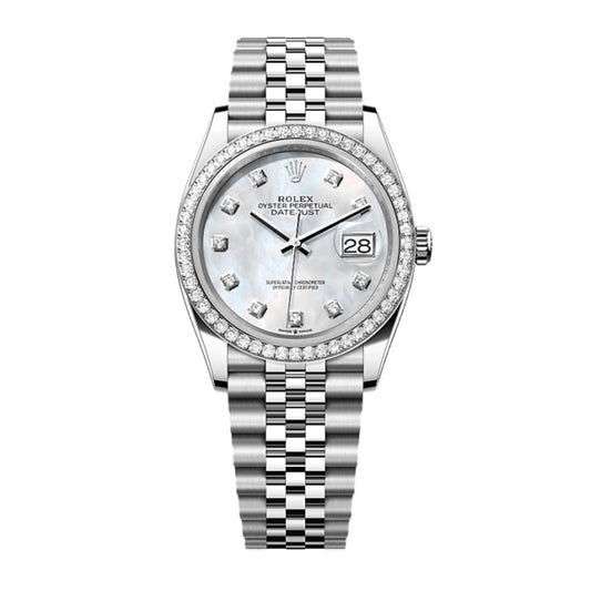 Rolex Datejust 36 Oyster, 36 mm, Oystersteel, white gold and diamonds