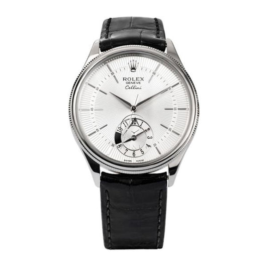 Rolex Cellini 50529, Dual Time, 18K White Gold, Silver Dial