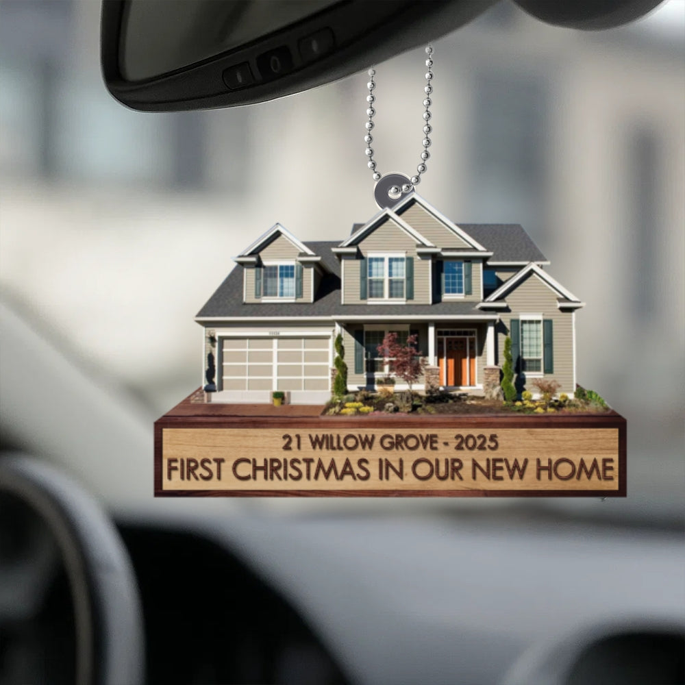 Custom House Ornament – Personalized First Christmas in Our New Home Decoration 2025
