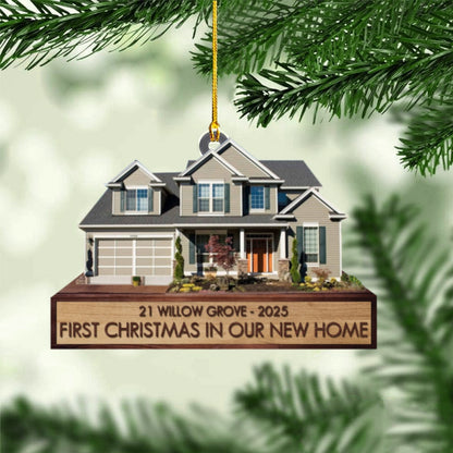 Custom House Ornament – Personalized First Christmas in Our New Home Decoration 2025