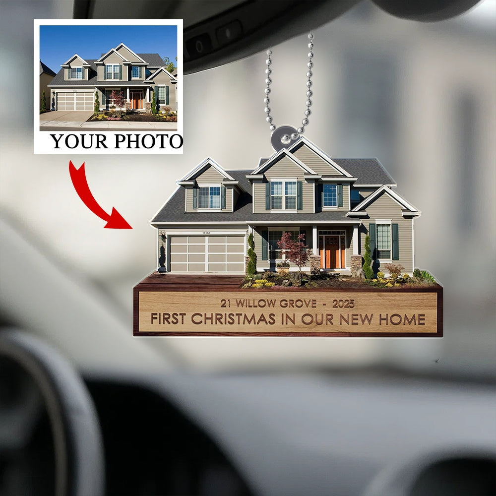 Custom House Ornament – Personalized First Christmas in Our New Home Decoration 2025