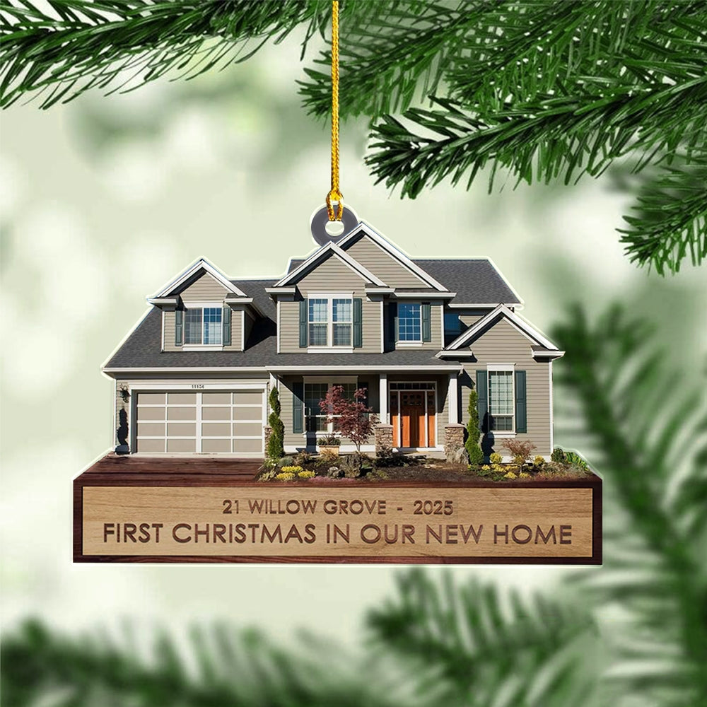 Custom House Ornament – Personalized First Christmas in Our New Home Decoration 2025