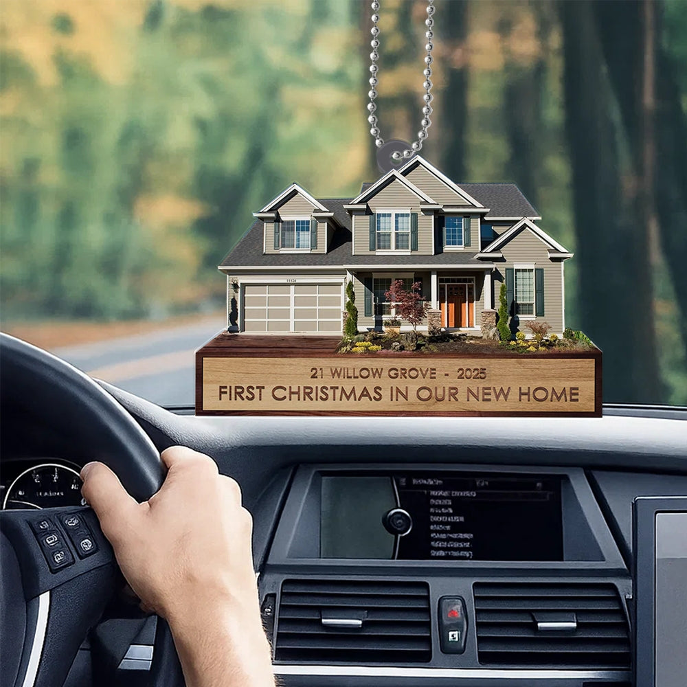 Custom House Ornament – Personalized First Christmas in Our New Home Decoration 2025