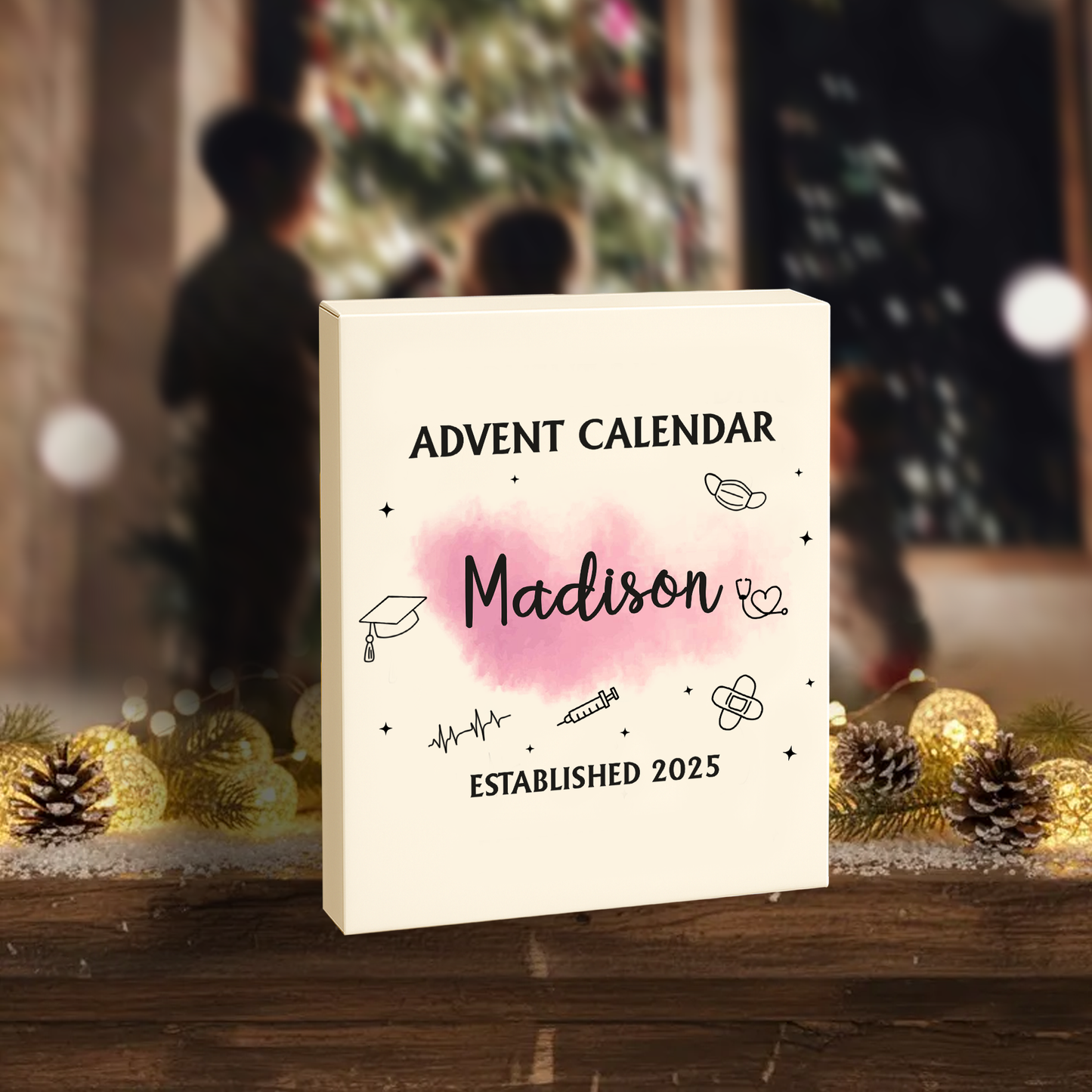 Nurse Advent Calendar - Personalized Name, Year, Color Theme & Medical Charm Selection , Custom Gift for Nurses, Doctors & Healthcare Students 2025