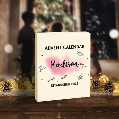 Nurse Advent Calendar - Personalized Name, Year, Color Theme & Medical Charm Selection , Custom Gift for Nurses, Doctors & Healthcare Students 2025