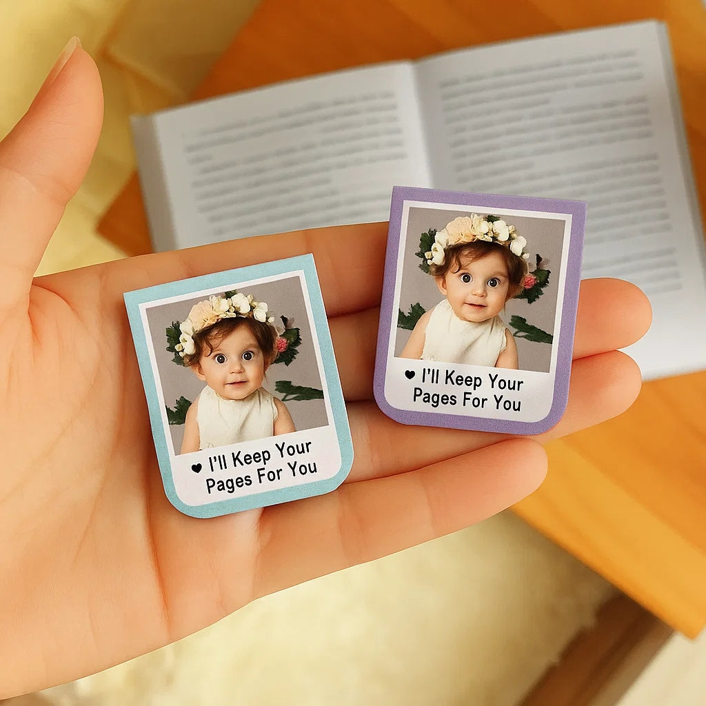 Custom Leather Magnetic Bookmark with Photo – Personalized “I’ll Keep Your Pages for You” Design