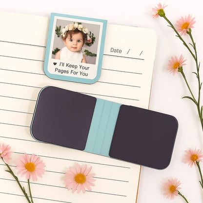 Custom Leather Magnetic Bookmark with Photo – Personalized “I’ll Keep Your Pages for You” Design
