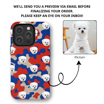 Custom Dog Face Camo Phone Case – Personalized Cute Pet Lover Cover for iPhone
