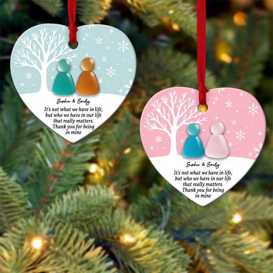 Custom Friendship Circle / Heart Ceramic Ornament –  Personalized Names & Colors , Thoughtful Gift for Best Friends