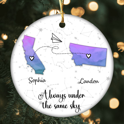 Custom States Ceramic Ornament – Personalized Long Distance Friendship Gift | “I Wish You Lived Next Door” Keepsake