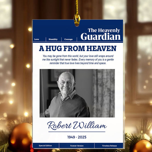 Custom “A Hug From Heaven” Ornament – Personalized Photo, Name & Years, Loving Memory Keepsake for Lost Loved Ones