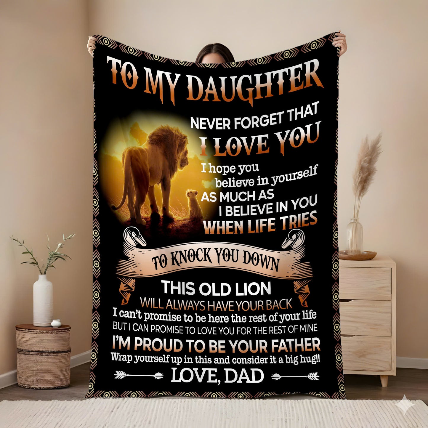 To My Daughter Fleece and Flannel Blanket