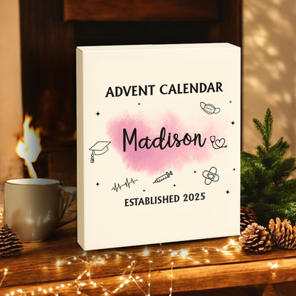 Nurse Advent Calendar - Personalized Name, Year, Color Theme & Medical Charm Selection , Custom Gift for Nurses, Doctors & Healthcare Students 2025