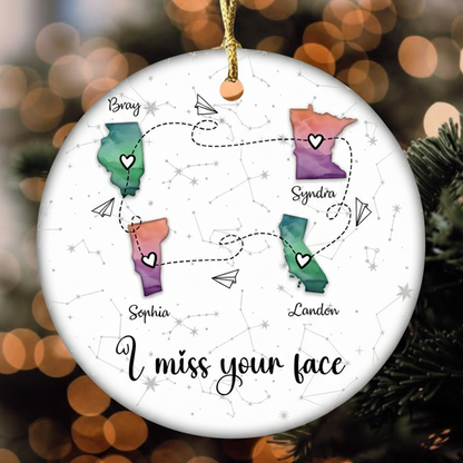 Custom States Ceramic Ornament – Personalized Long Distance Friendship Gift | “I Wish You Lived Next Door” Keepsake